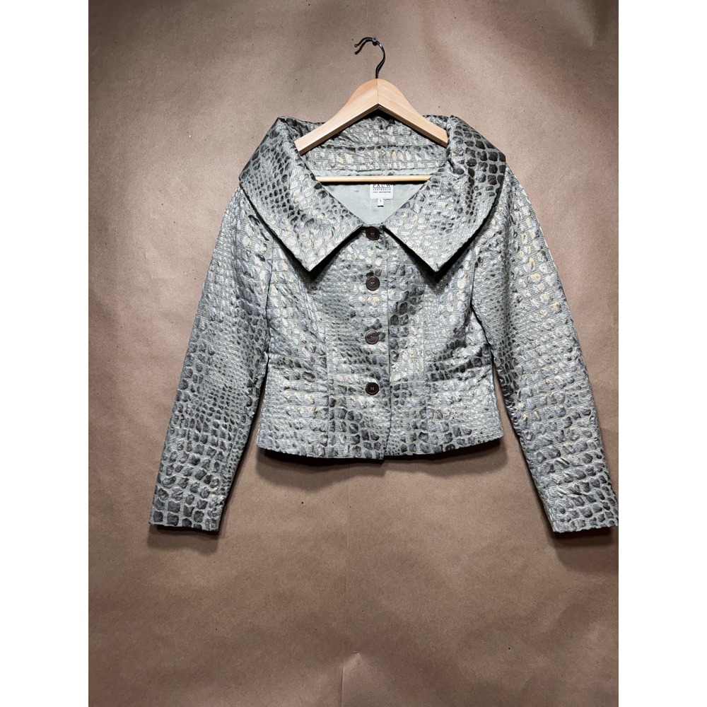 Pauw‎ Amsterdam Metallic Jacquard Animal Print Portrait Collar Blazer MSRP:875
